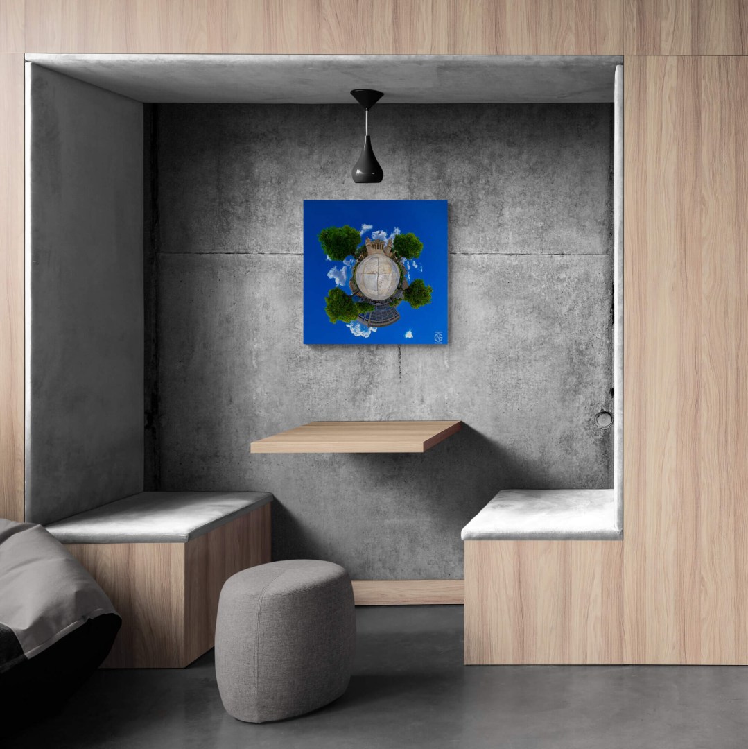 Concrete alcove with 360° urban canvas — Akadimias Street, Athens