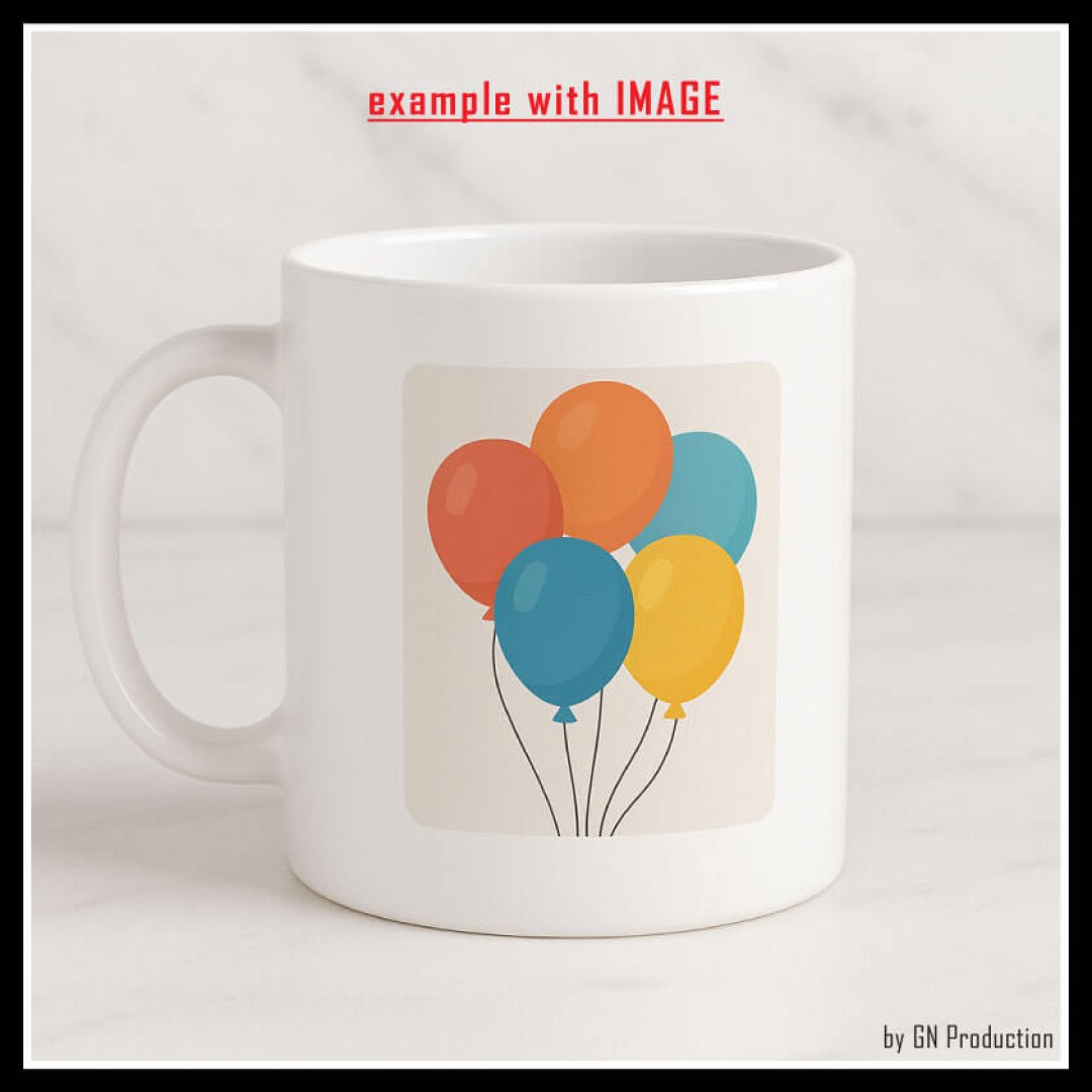 Custom Left-Handed Mug – example with personalized text “Happy Birthday Mom!”. Add your own message to create a unique design.
